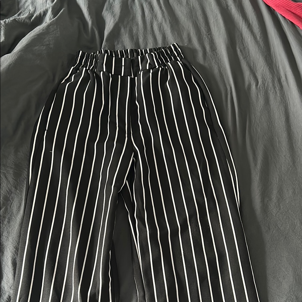 Black and White Striped Pants